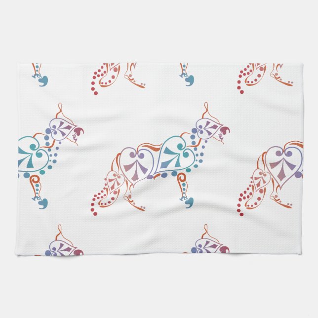 Shepherd dog silhouette tea towel (Horizontal)