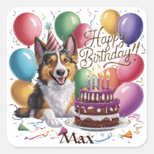 Shepherd Happy Birthday Square Sticker
