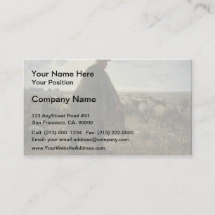 Shepherd Tending His Flock by Jean-Francois Millet Business Card