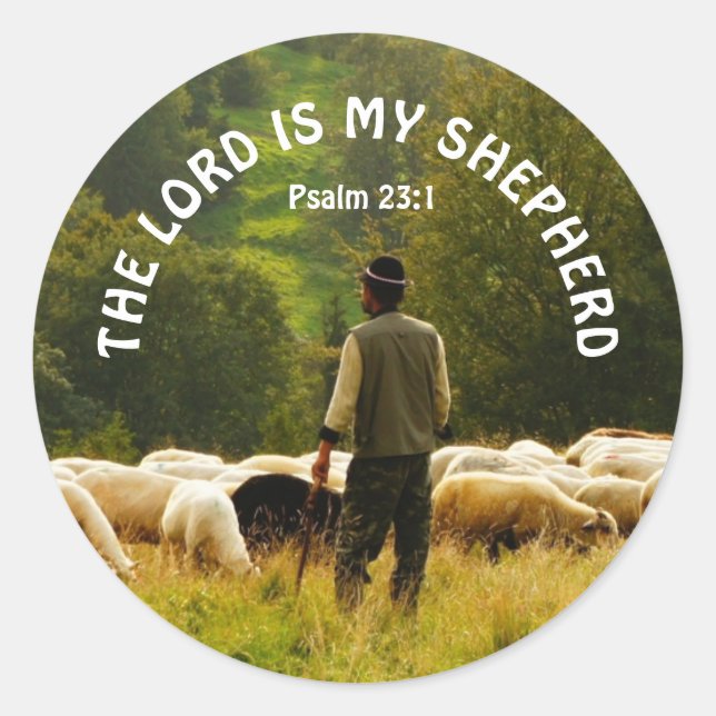 Shepherd Watching Over Sheep Flock Classic Round S Sticker (Front)