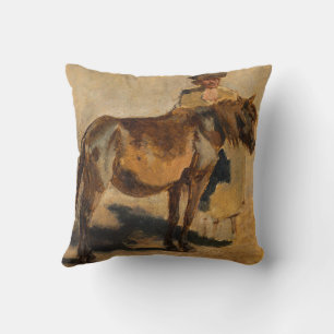 Shepherd With a Horse (Animal Art) Cushion