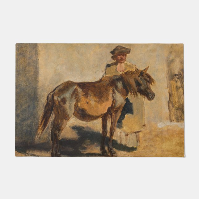 Shepherd With a Horse (Equine) Doormat (Front)