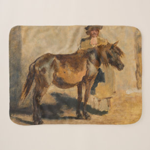 Shepherd With a Horse Sherpa Blanket