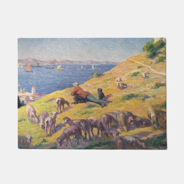 Shepherd With His Sheep Watching the Sea Doormat (Front)