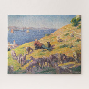 Shepherd With His Sheep Watching the Sea Jigsaw Puzzle