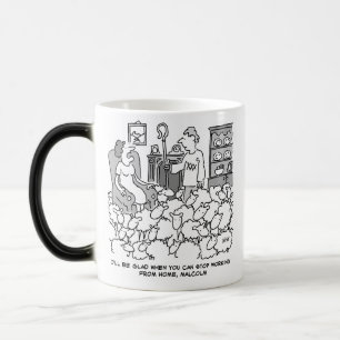 Shepherd Working from Home with Sheep. Funny Magic Mug