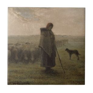 Shepherdess and Her Flock   1862-63 Ceramic Tile