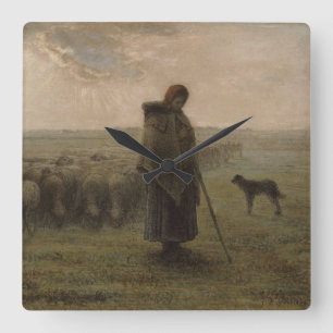Shepherdess and Her Flock 1862-63 Square Wall Clock