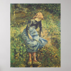 Shepherdess by Camille Pissarro, Vintage Fine Art Poster