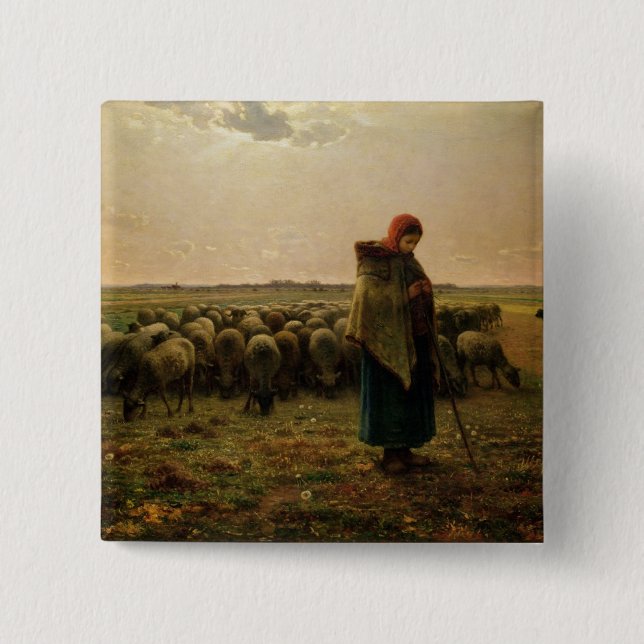 Shepherdess with her Flock, 1863 15 Cm Square Badge (Front)