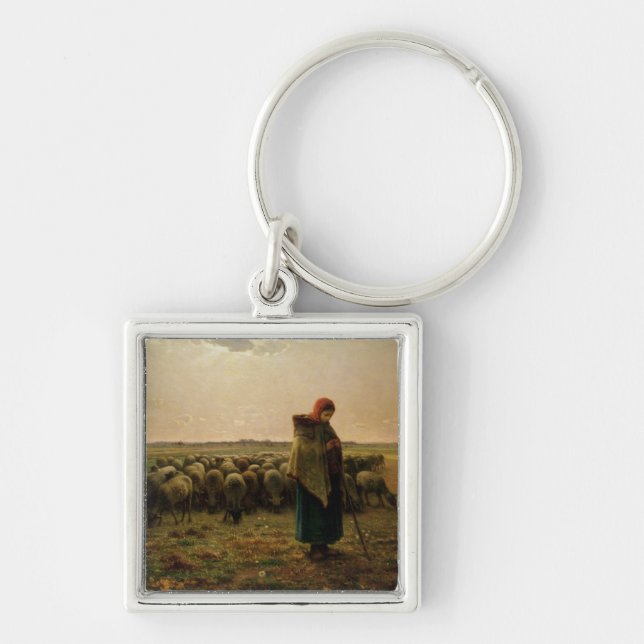 Shepherdess with her Flock, 1863 Key Ring (Front)