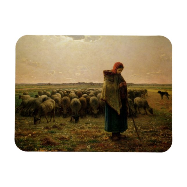 Shepherdess with her Flock, 1863 Magnet (Horizontal)