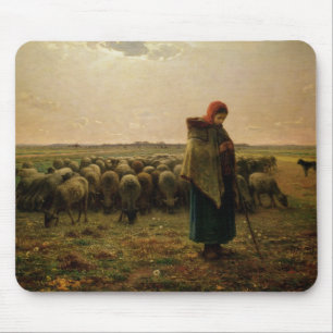 Shepherdess with her Flock, 1863 Mouse Pad