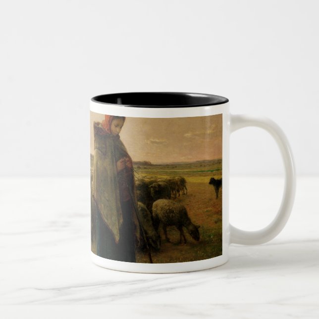 Shepherdess with her Flock, 1863 Two-Tone Coffee Mug (Right)
