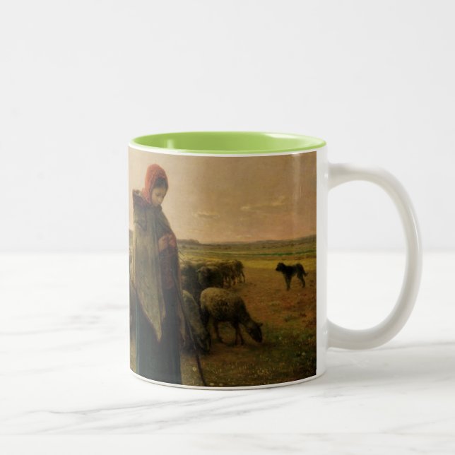 Shepherdess with her Flock, 1863 Two-Tone Coffee Mug (Right)