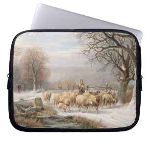 Shepherdess with her Flock in a Winter Landscape ( Laptop Sleeve