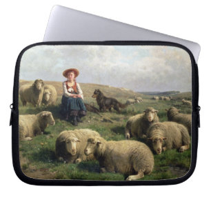 Shepherdess with Sheep in a Landscape Laptop Sleeve