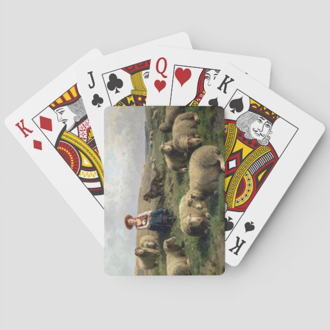 Shepherdess with Sheep in a Landscape Playing Cards (Back)