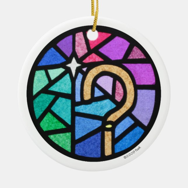 shepherd's crook ceramic tree decoration (Front)