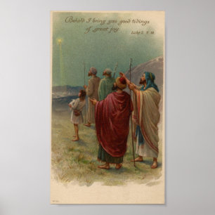 Shepherds Gazing Above Holiday Poster
