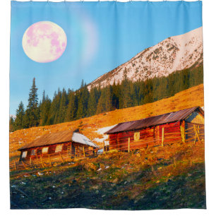 Shepherds hut wooden traditional, memories of pas shower curtain