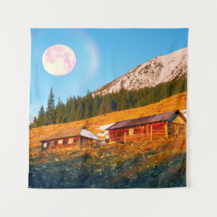 Shepherds hut wooden traditional, memories of pas tapestry