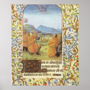 Shepherds in the fields near Bethlehem, mediaeval Poster