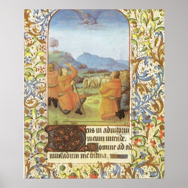 Shepherds in the fields near Bethlehem, mediaeval Poster (Front)