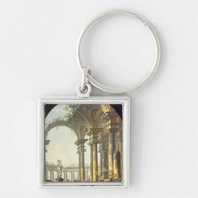 Shepherds with Animals in a Classical Landscape Key Ring (Front)