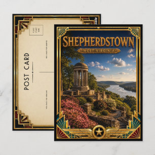 Shepherdstown West Virginia Vintage Art Deco Golde Postcard
