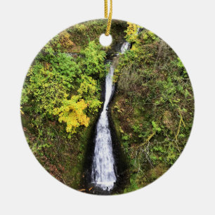 Shepperd's Dell Falls, Columbia River Gorge, OR Ceramic Ornament