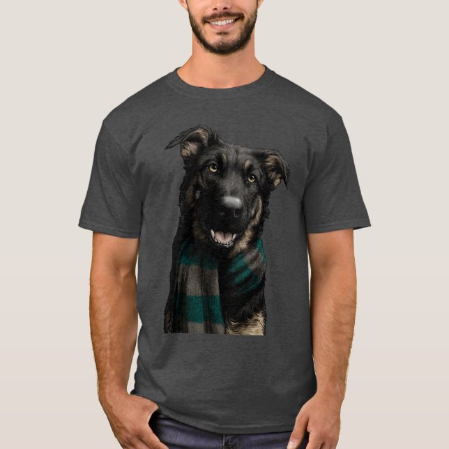 Sheprador wearing a scarf T-Shirt (Front)