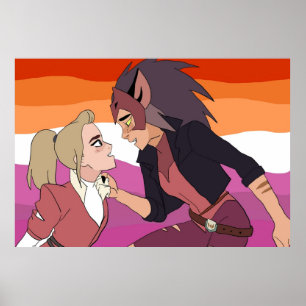 SheRa Adora and Catra Digital Trace Drawing Poster