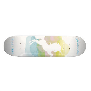 Sherbert Cloud Unicorn Rider - Custom Text Skateboard