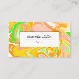 Sherbert Swirls Marble Abstract Fluid Art Business Card