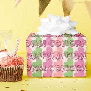 Sherbet Ice Hearts Congratulations Wrapping Paper