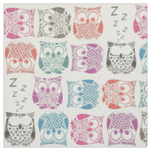 sherbet owls light fabric