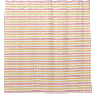 Sherbet Pink and Orange Pastel Horizontal Stripe Shower Curtain