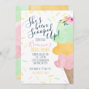 Sherbet Scooped Up Ice Cream Bridal Shower Invitation