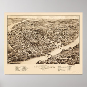 Sherbrooke, Québec, Canada Panoramic Map - 1881 Poster