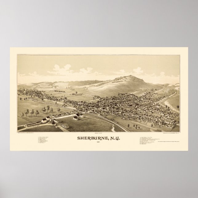 Sherburne, NY Panoramic Map - 1887 Poster (Front)