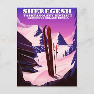 Sheregesh ,Kemerovo Oblast Russia ski travel print Postcard