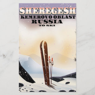 Sheregesh Russia ski travel poster. Stationery