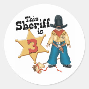 Sheriff 3rd Birthday Classic Round Sticker
