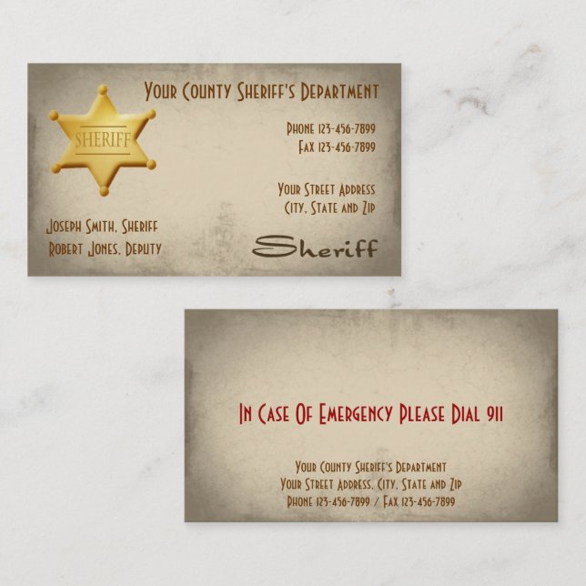 Sheriff Business Card (Front/Back)