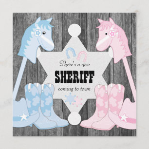 Sheriff Cowboy Gender Reveal Invitation