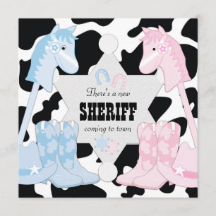 Sheriff Cowboy Gender Reveal Party Invitations
