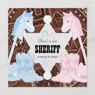 Sheriff Cowboy Gender Reveal Party Invitations