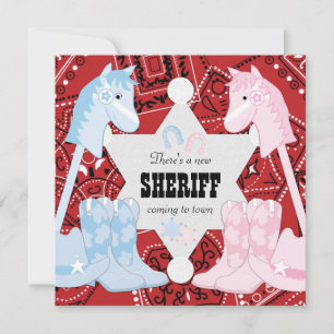 Sheriff Cowboy Gender Reveal Party Invitations