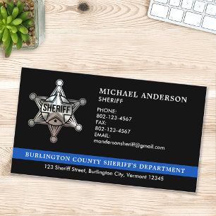 Sheriff Custom Law Enforcement Thin Blue Line Logo Business Card
